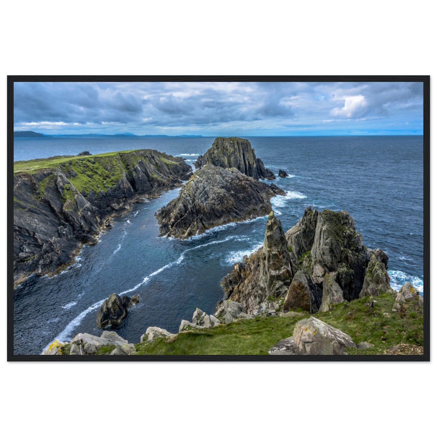 Captivating framed print showcasing the untamed beauty of Ireland's Inishowen Peninsula. Rugged cliffs, sweeping landscapes, and the raw allure of the Wild Atlantic Way.