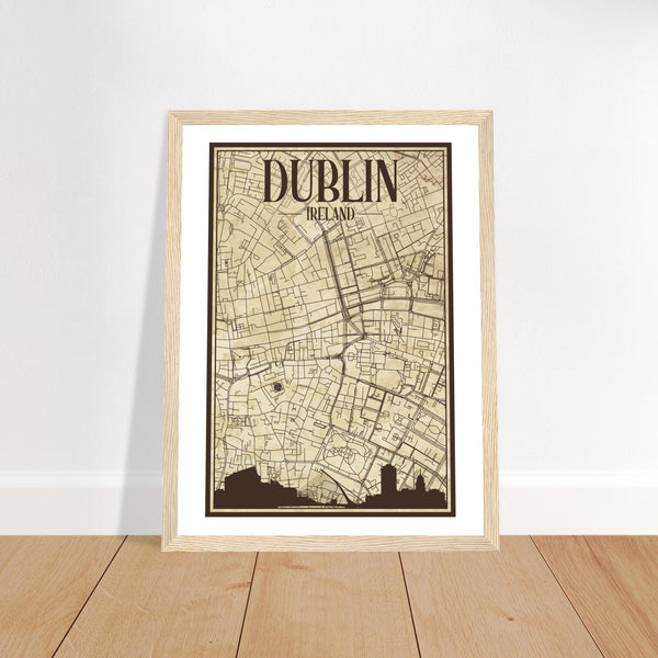 Dublin Ireland Vintage City Map Framed Poster