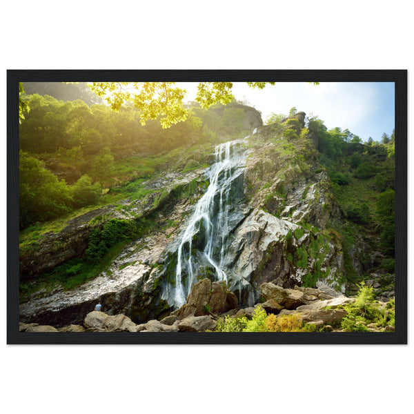 Majestic water cascade of Powerscourt Waterfall, the highest waterfall in Ireland. Famous tourist attraction in County Wicklow, Ireland. Framed Irish Wall Art Prints