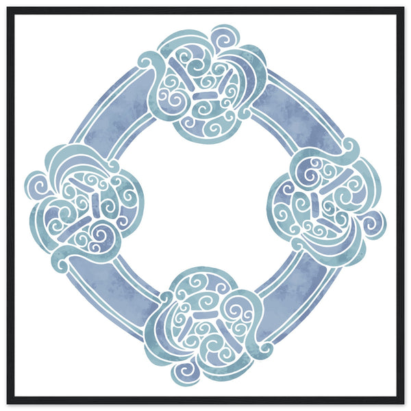 Watercolour Celtic Wheel Knot Blue Print