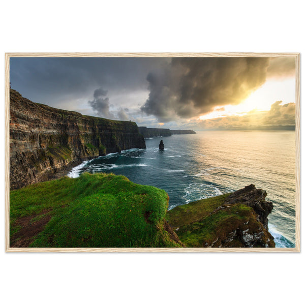 Bring the breathtaking beauty of Ireland's west coast into your home with our Cliffs of Moher framed print. This captivating piece captures the dramatic splendour of one of Ireland's most iconic natural wonders.