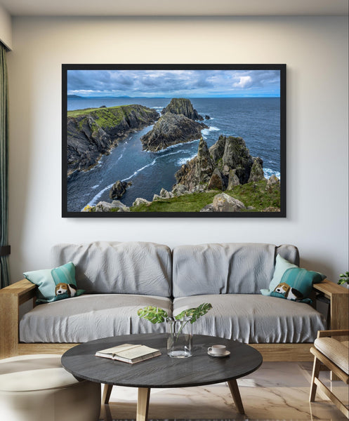 Immerse in Inishowen Peninsula's rugged beauty. Framed print captures Wild Atlantic Way's cliffs, landscapes, raw allure