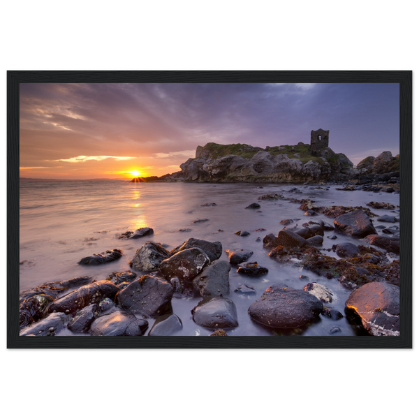  Framed print of Kinbane Castle, showcasing its dramatic cliffside ruins above the North Atlantic waves. Perfect for history enthusiasts and lovers of coastal charm, this print captures the rugged beauty and ancient allure of Ireland's scenic landscape.