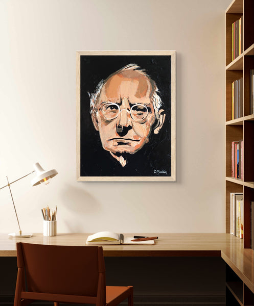 Captivating portrait of Sean O'Casey by Irish artist Ó Maoláin. This high-quality print features the renowned playwright, known for "Juno and the Paycock." Available in various sizes and frames, it's a tribute to Irish literature and a unique addition to any decor.