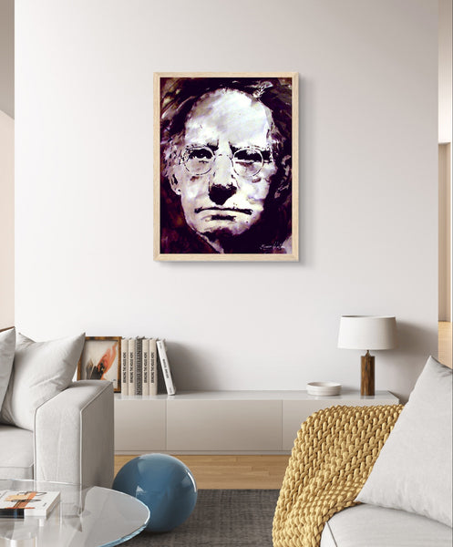 Captivating portrait of Sean O'Casey by Irish artist Ó Maoláin. This high-quality print features the renowned playwright, known for "Juno and the Paycock." Available in various sizes and frames, it's a tribute to Irish literature and a unique addition to any decor