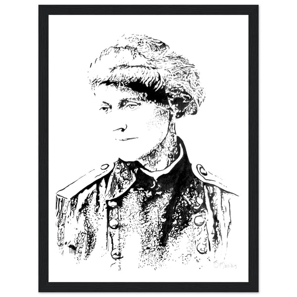 Framed art print by Ó Maoláin depicting Countess Markievicz, celebrating her courage and activism. This timeless piece blends art and history, capturing Ireland's heritage. Perfect for adding a meaningful touch to any space, honoring a trailblazing figure.