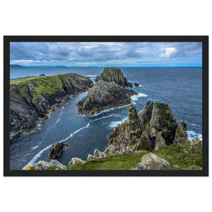 Captivating framed print showcasing the untamed beauty of Ireland's Inishowen Peninsula. Rugged cliffs, sweeping landscapes, and the raw allure of the Wild Atlantic Way.