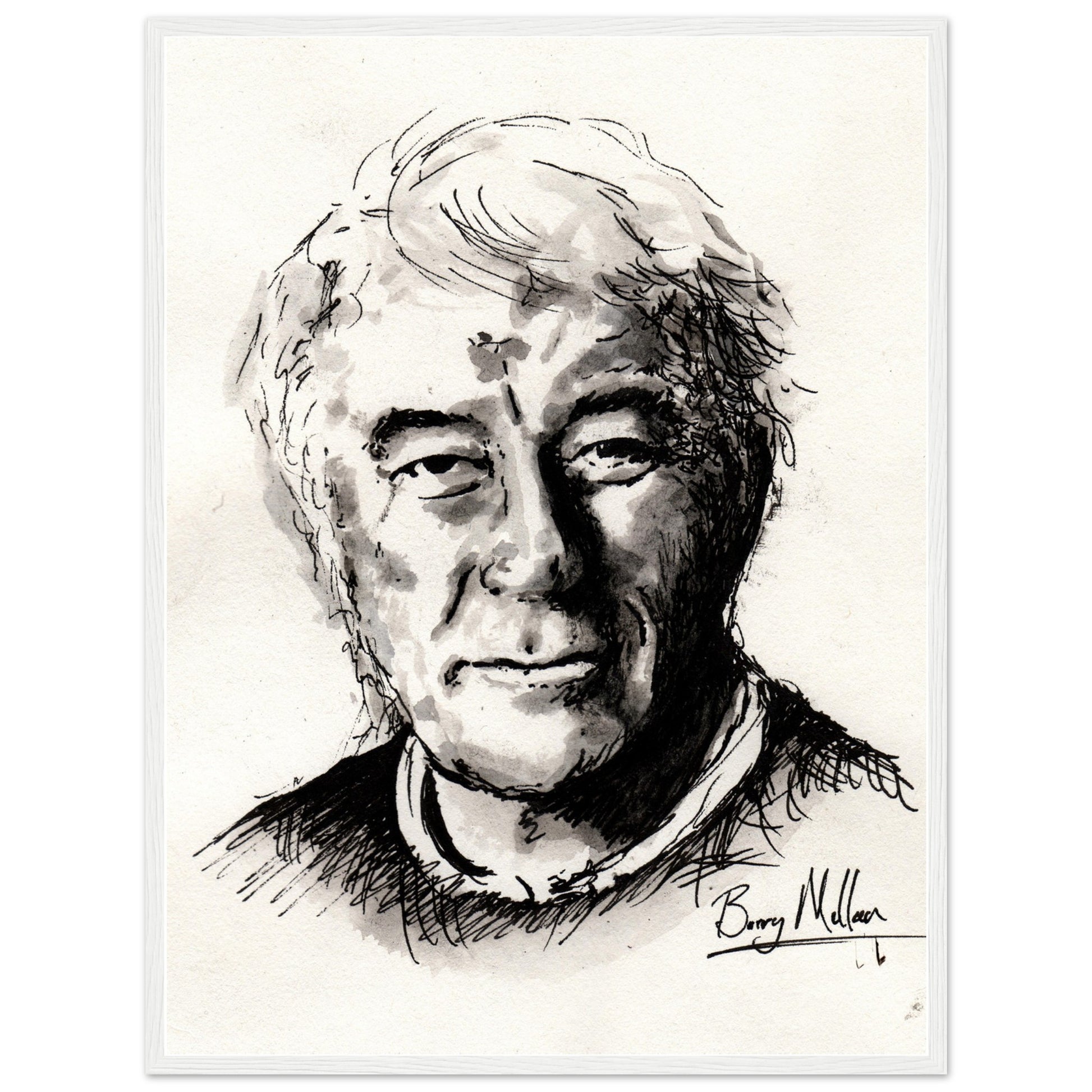 Irish Poet, Seamus Heaney, Black and White Portrait Framed Art Print Poster Direct From the Artist  Buy Irish Art