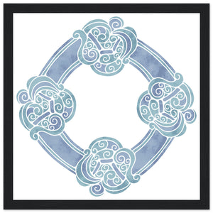 Watercolour Celtic Wheel Knot Blue Print