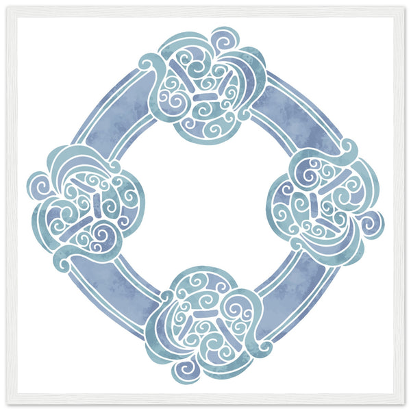 Watercolour Celtic Wheel Knot Blue Print